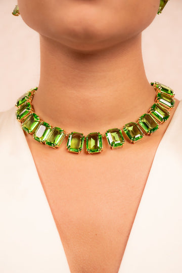 Emerald Luxe Crystal Statement Necklace Set - Vinni’s Jewelry