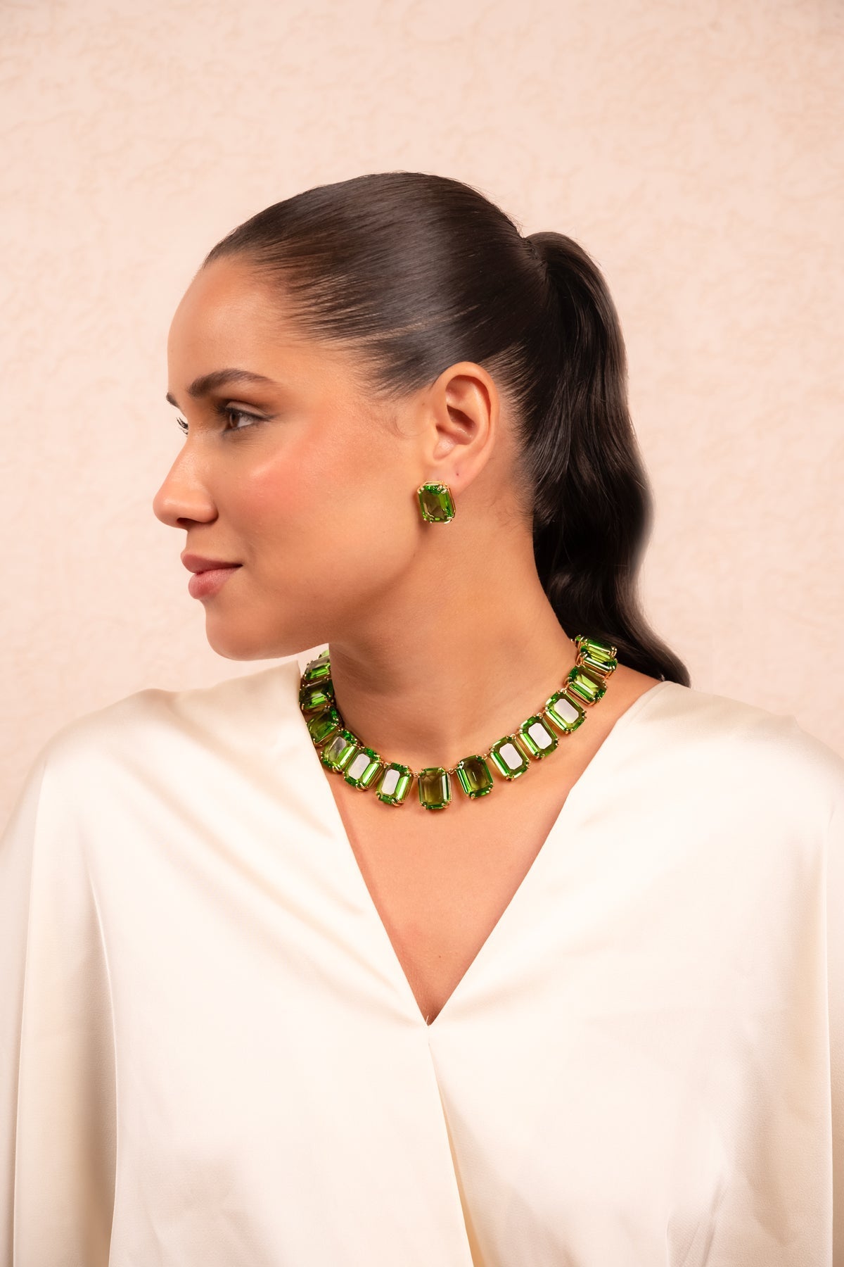 Emerald Luxe Crystal Statement Necklace Set - Vinni’s Jewelry