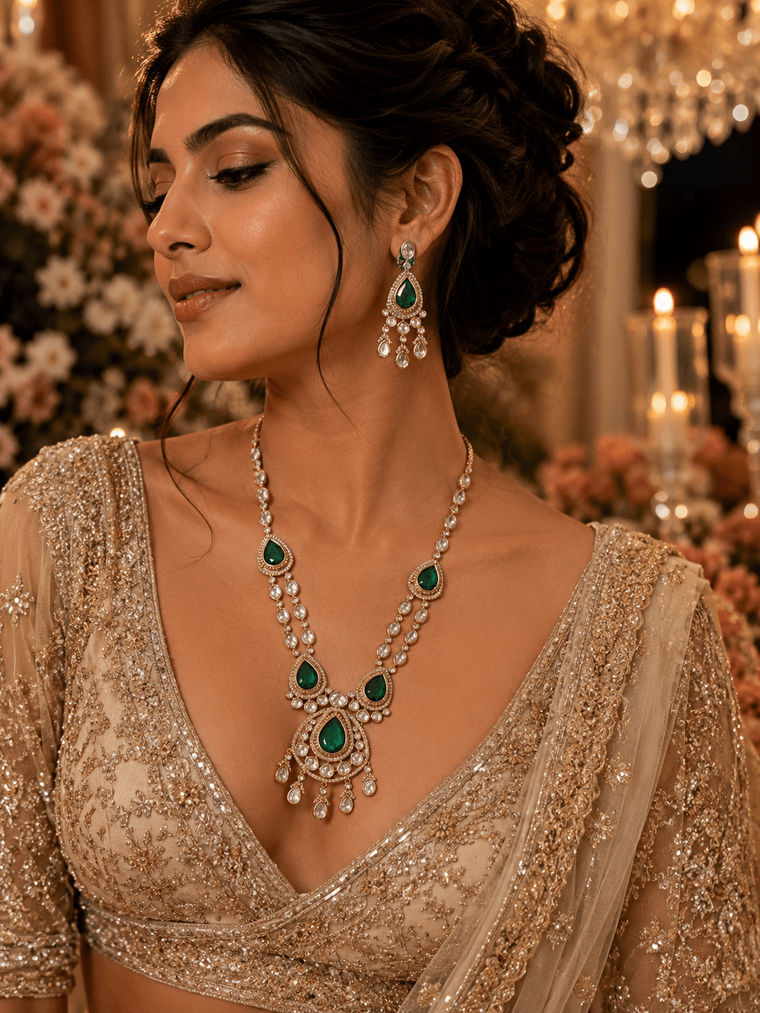 Emerald Noor Elegance Necklace Set - Vinni’s Jewelry