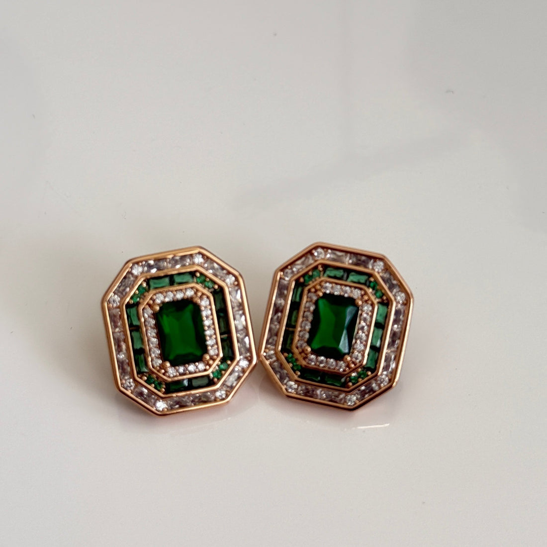 Emerald Radiance Art Deco Studs - Vinni’s Jewelry
