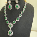 Emerald Radiance Statement Necklace Set – American Diamond Bridal Jewelry - Vinni’s Jewelry