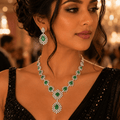 Emerald Radiance Statement Necklace Set – American Diamond Bridal Jewelry - Vinni’s Jewelry