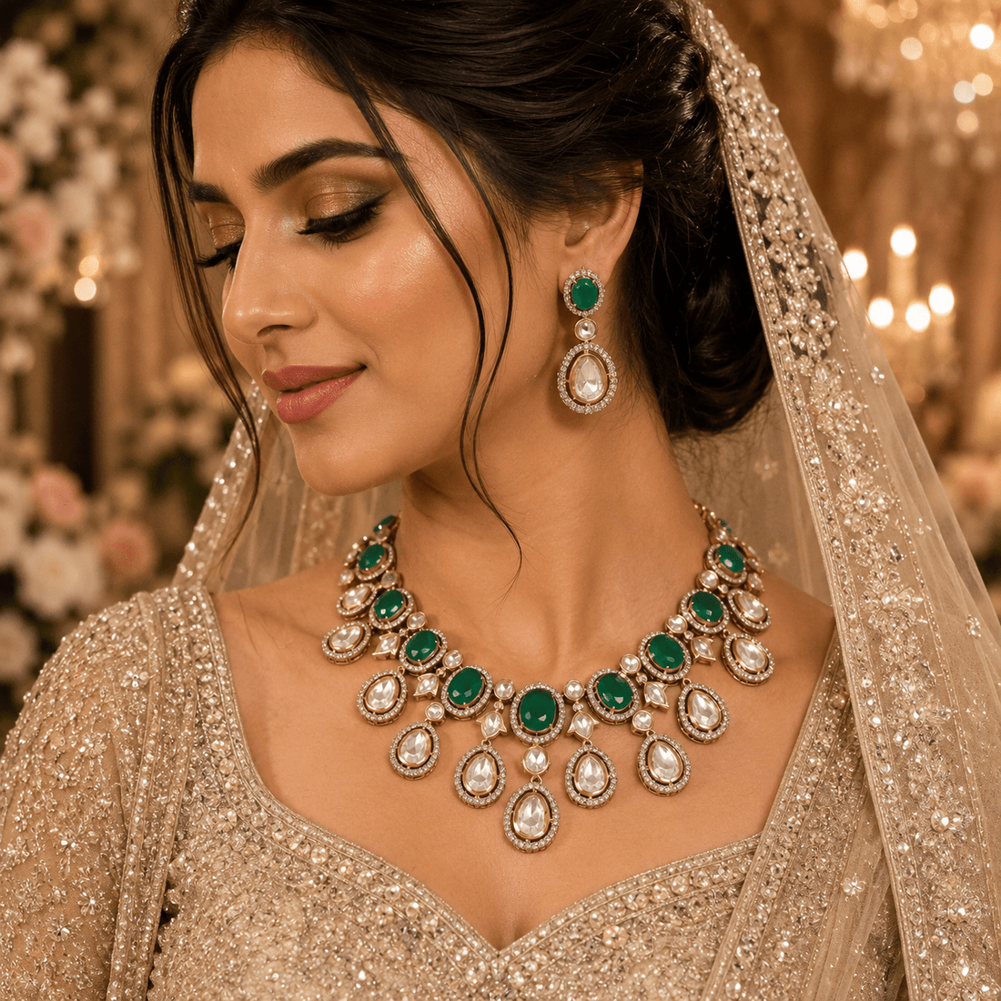 Empress Emerald Kundan Set - Vinni’s Jewelry