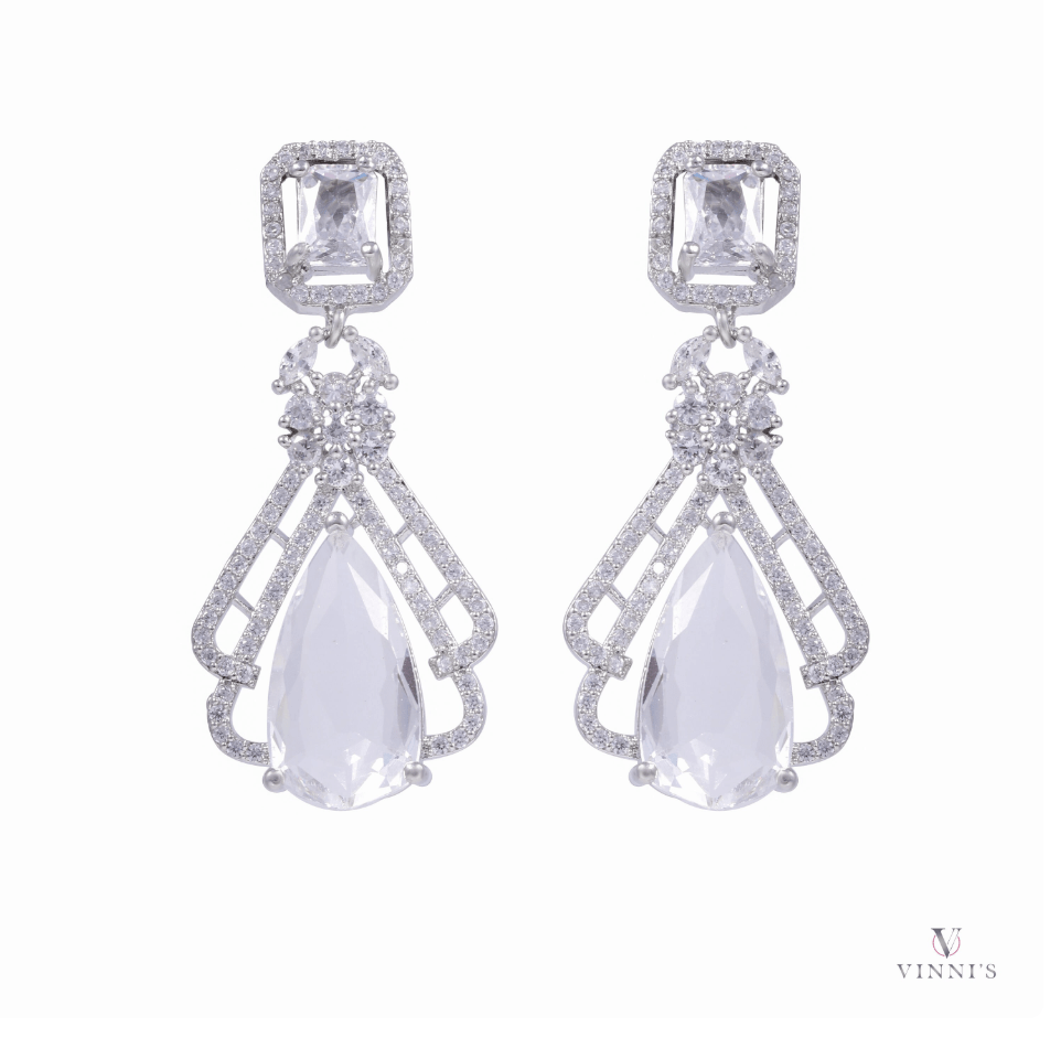 ETHEREAL FROST American Diamond Necklace Earring Set - Vinni’s Jewelry