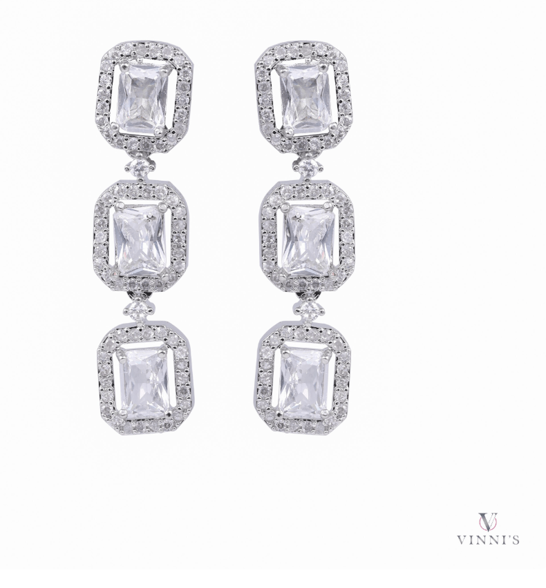 ETHEREAL FROST American Diamond Necklace Earring Set - Vinni’s Jewelry