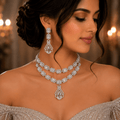 ETHEREAL FROST American Diamond Necklace Earring Set - Vinni’s Jewelry