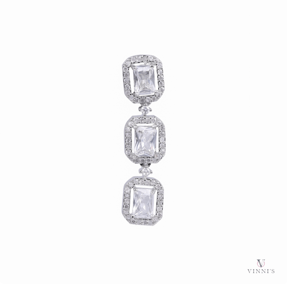 ETHEREAL FROST American Diamond Necklace Earring Set - Vinni’s Jewelry