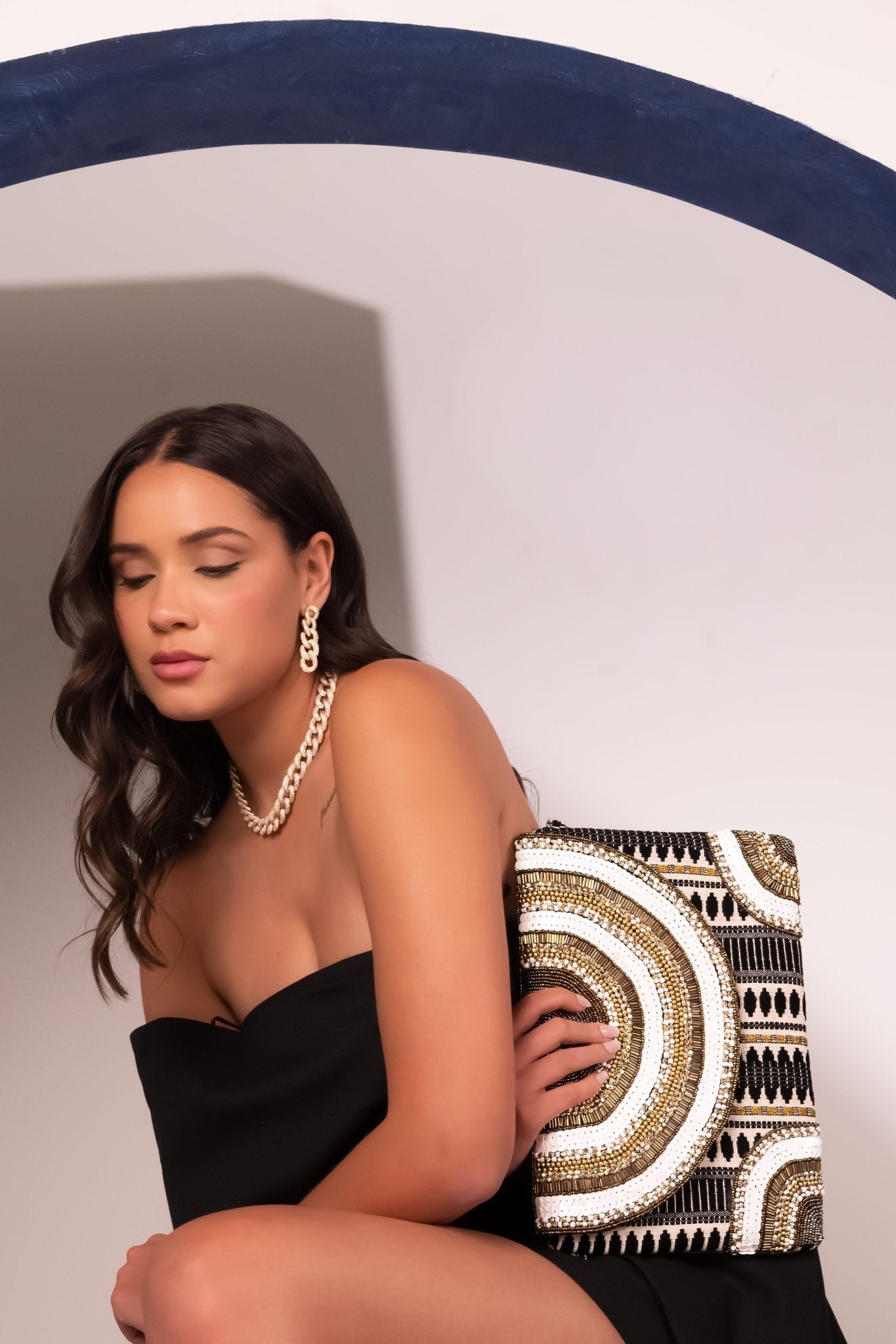 Golden Arc Beaded Statement Clutch - Vinni’s Jewelry