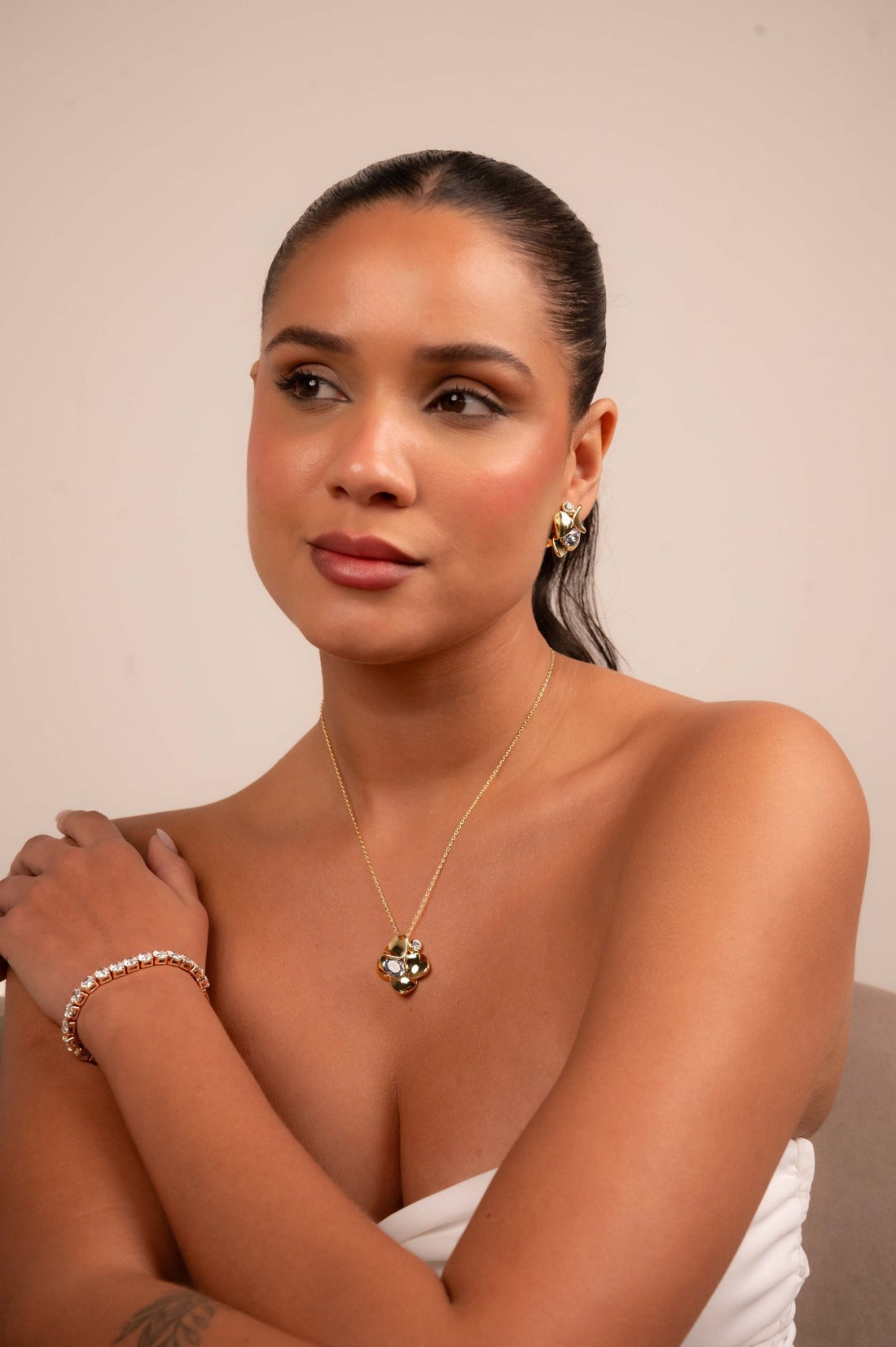 Golden Blossom Crystal Necklace Set - Vinni’s Jewelry