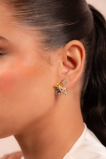 Golden Butterfly Crystal Stud Earrings - Vinni’s Jewelry