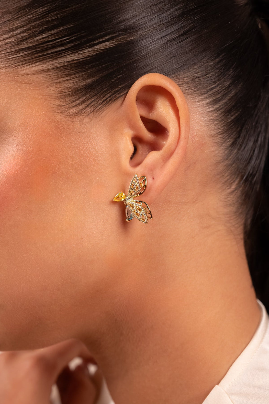 Golden Butterfly Crystal Stud Earrings - Vinni’s Jewelry