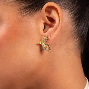 Golden Butterfly Crystal Stud Earrings - Vinni’s Jewelry