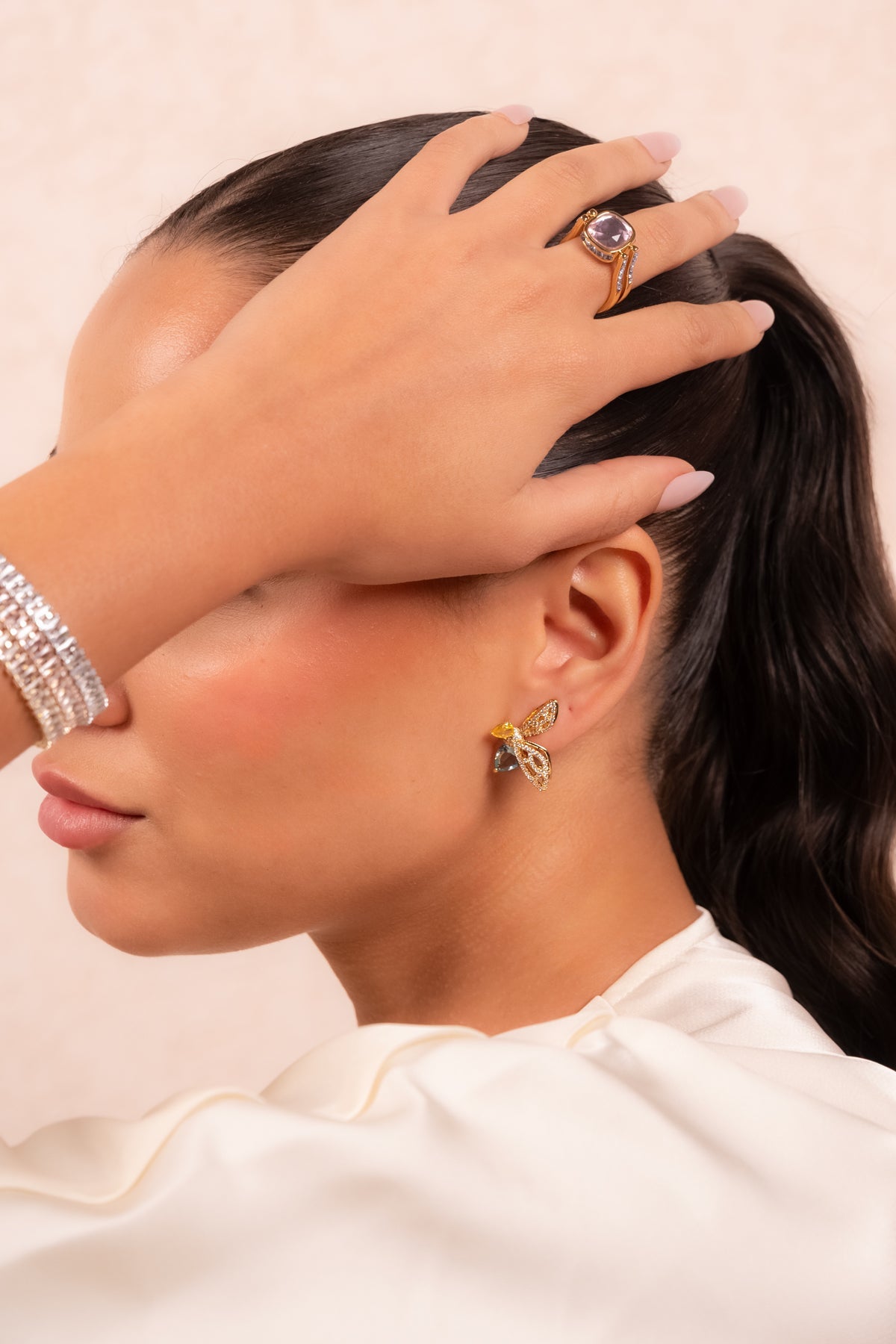 Golden Butterfly Crystal Stud Earrings - Vinni’s Jewelry