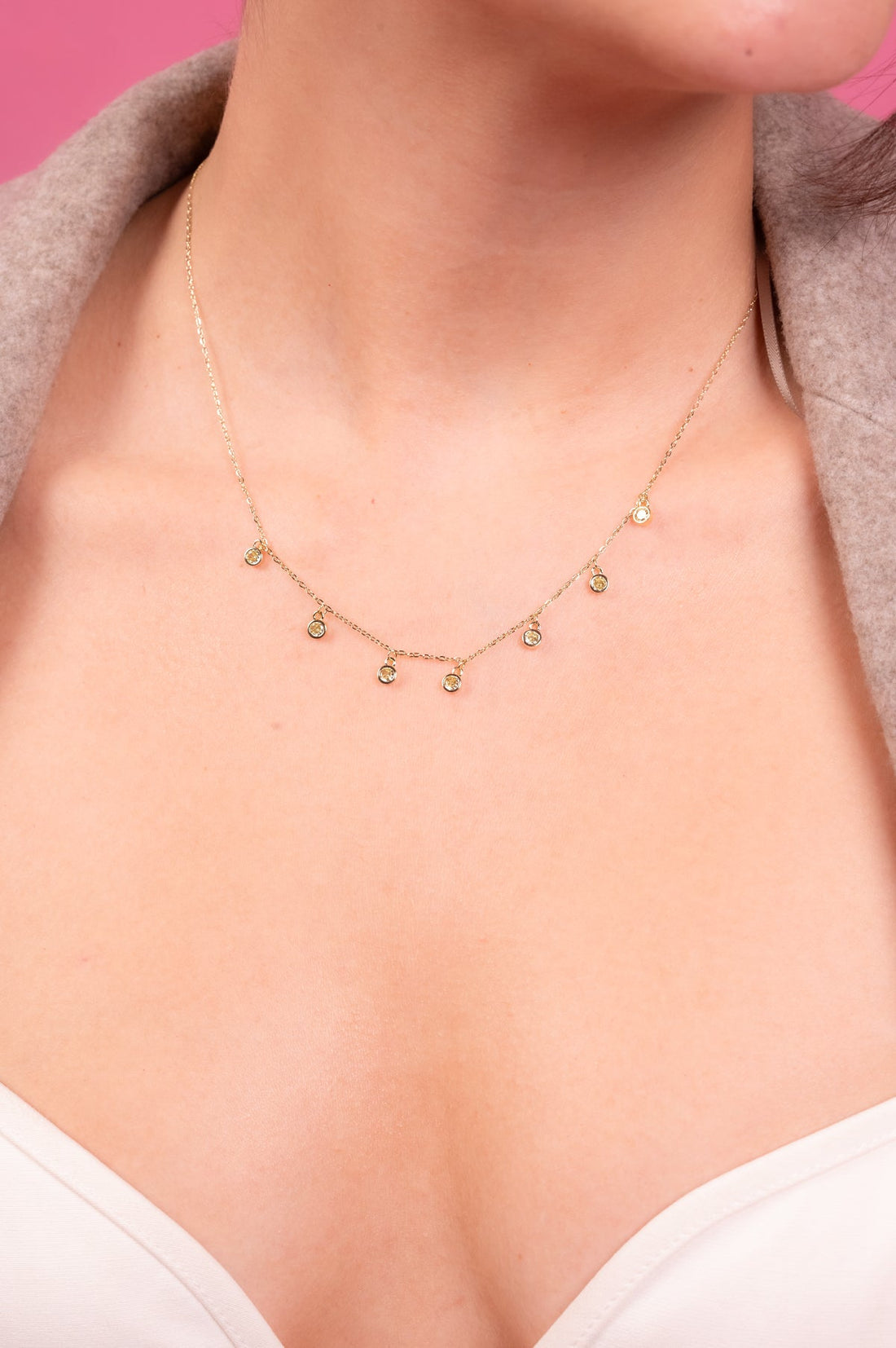 Golden Halo Drop Crystal Necklace - Vinni’s Jewelry