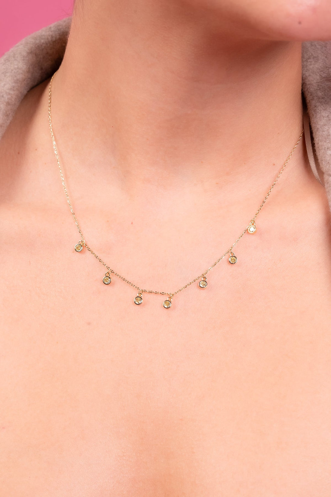 Golden Halo Drop Crystal Necklace - Vinni’s Jewelry