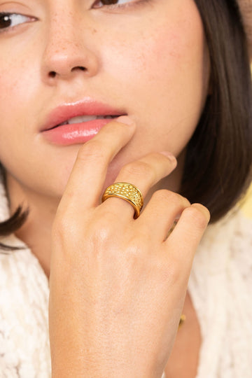 Golden Halo Texture Statement Ring - Vinni’s Jewelry