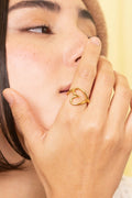 Golden Heart Outline Statement Ring - Vinni’s Jewelry