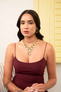 Golden Laurel Leaf Statement Necklace set - Vinni’s Jewelry