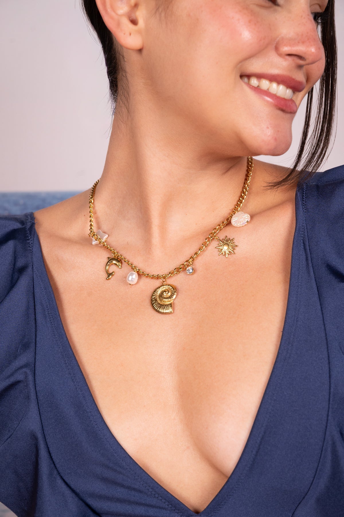 Golden Ocean Charm Statement Necklace - Vinni’s Jewelry
