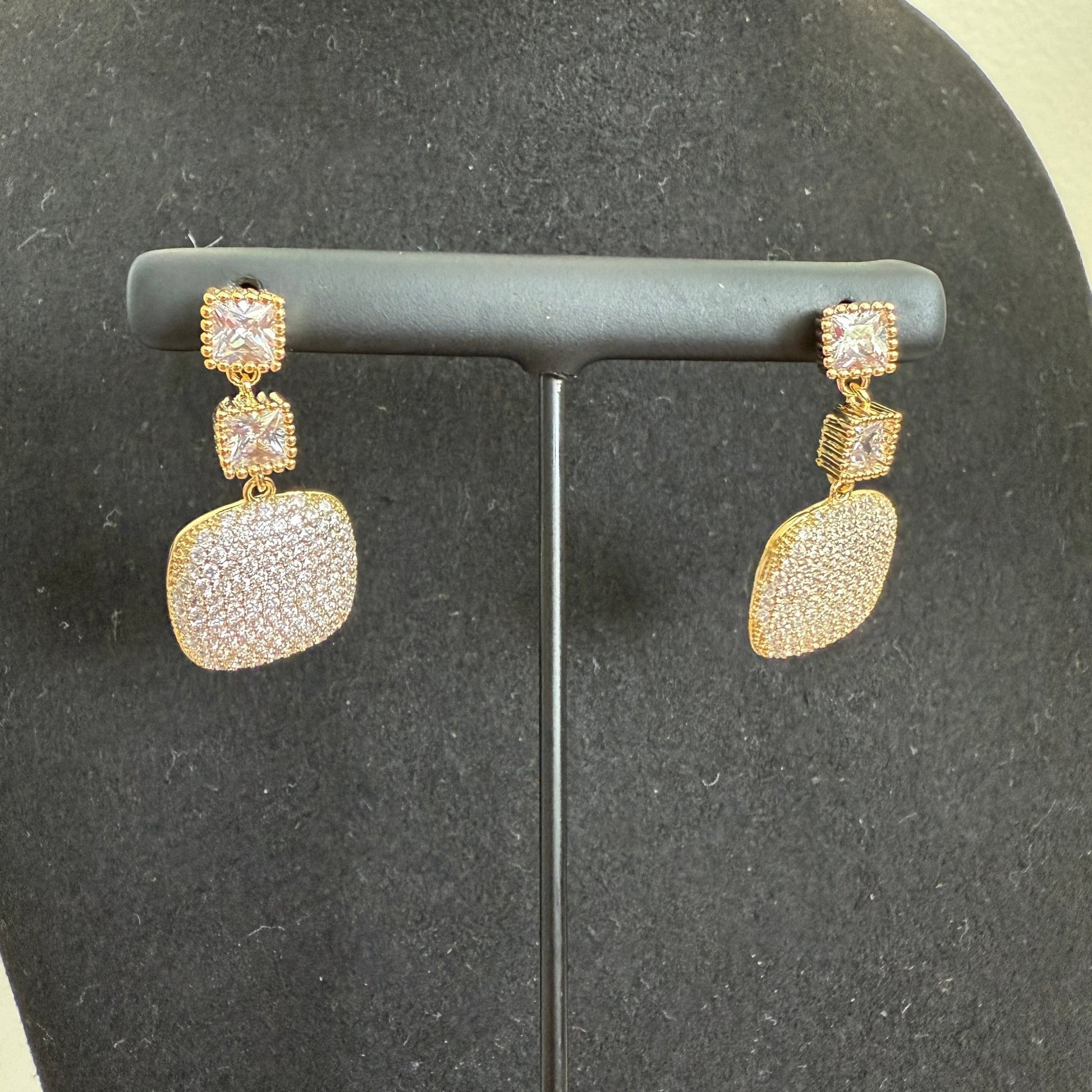 Golden Royale Pavé Drop Earrings - Vinni’s Jewelry