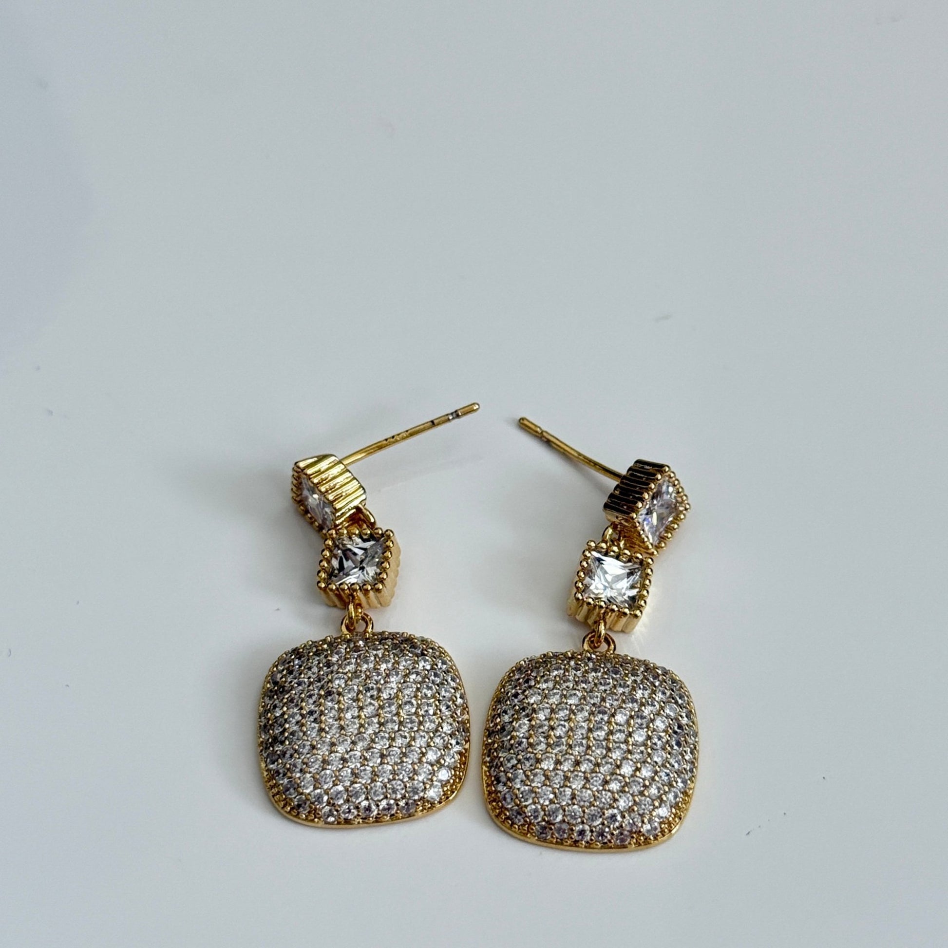 Golden Royale Pavé Drop Earrings - Vinni’s Jewelry