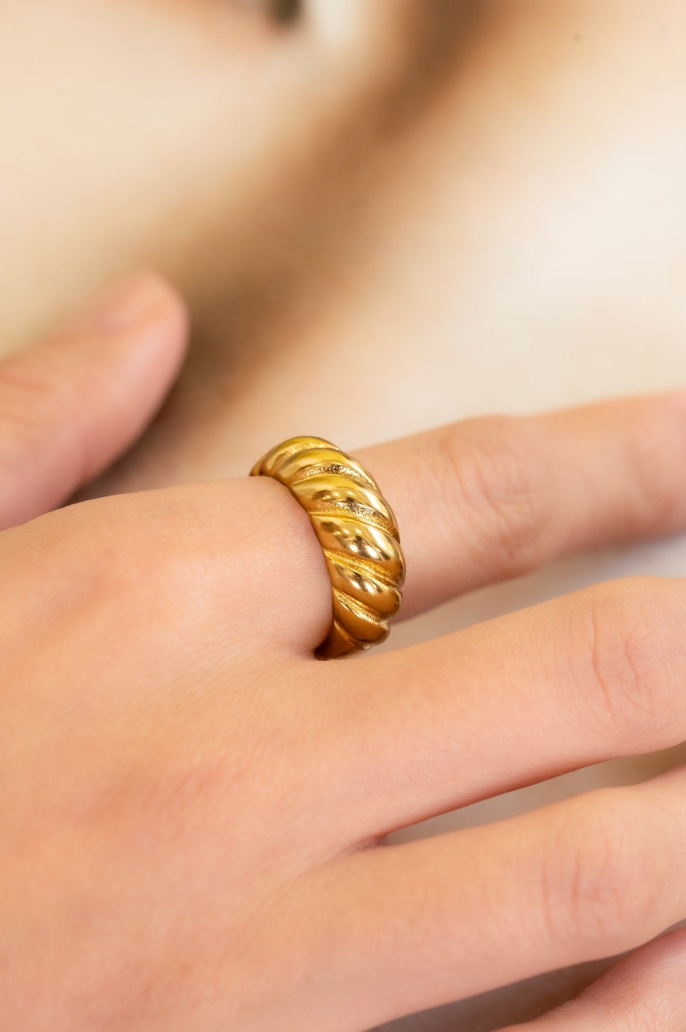 Golden Twist Dome Statement Ring - Vinni’s Jewelry