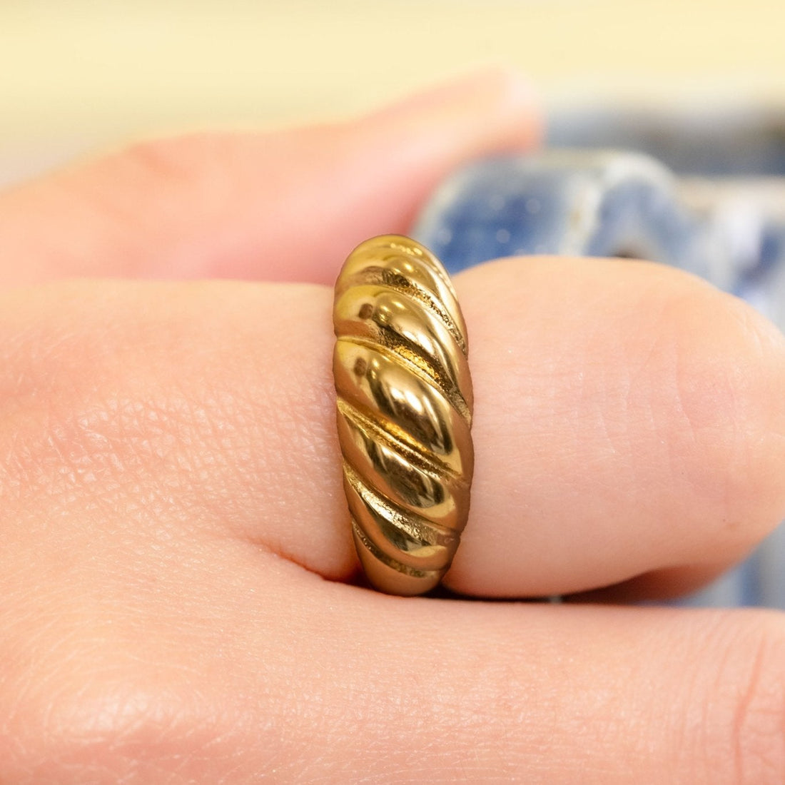 Golden Twist Dome Statement Ring - Vinni’s Jewelry