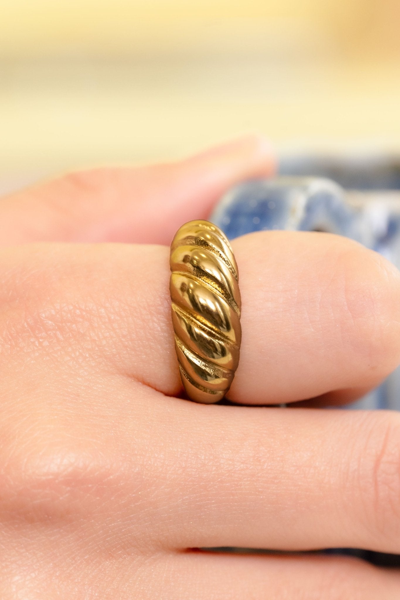 Golden Twist Dome Statement Ring - Vinni’s Jewelry