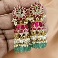 Gulabi Meenakari Jhumka Earrings - Vinni’s Jewelry