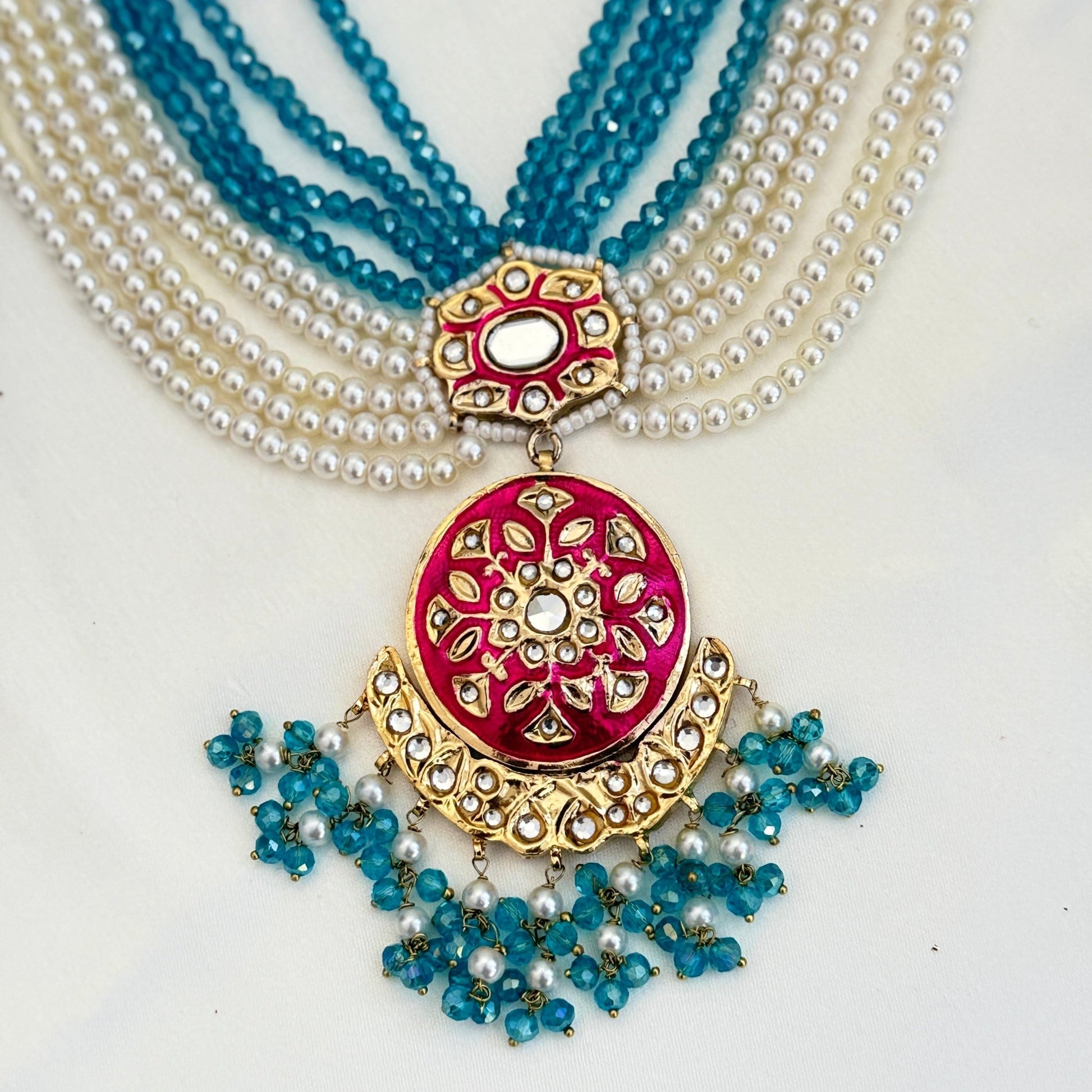 Gulnar Rangoli Kundan Multistrand Necklace Set - Vinni’s Jewelry