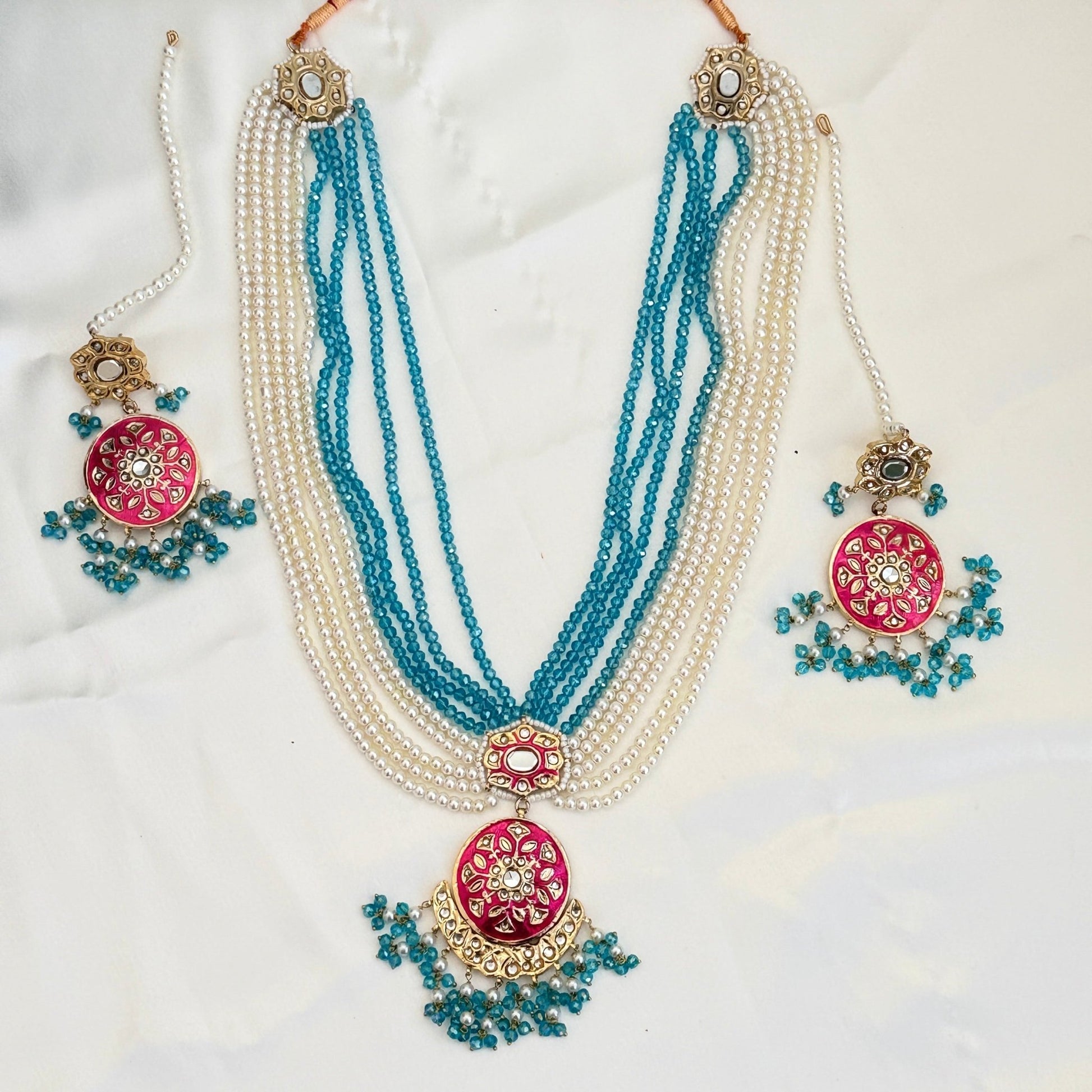 Gulnar Rangoli Kundan Multistrand Necklace Set - Vinni’s Jewelry