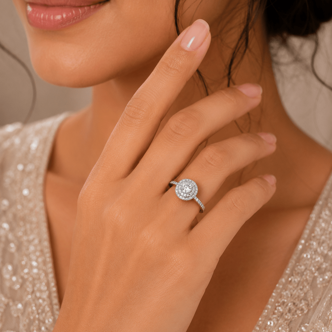 Halo Spark Adjustable Zirconia Ring – Silver Finish - Vinni’s Jewelry