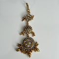 Heritage Rajwada Polki & Meenakari Tikka with Pearls & Emerald Beads - Vinni’s Jewelry