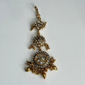 Heritage Rajwada Polki & Meenakari Tikka with Pearls & Emerald Beads - Vinni’s Jewelry