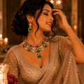 Inaaya Emerald Royale Necklace Set with Earrings - Vinni’s Jewelry