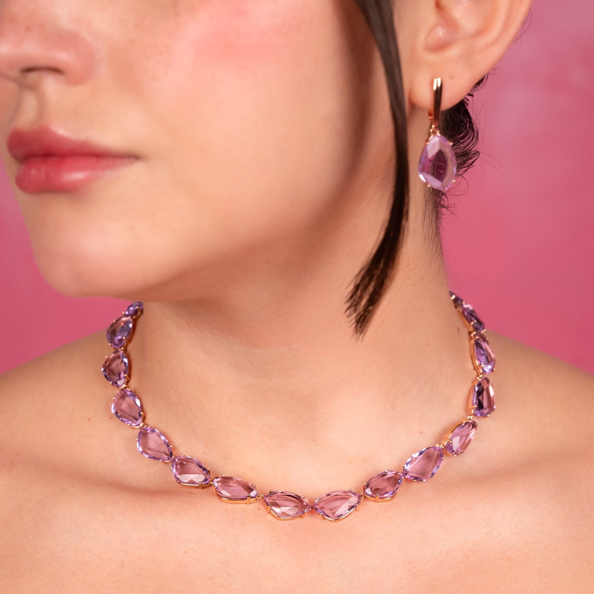 Lavender Crystal Elegance Necklace Set - Vinni’s Jewelry