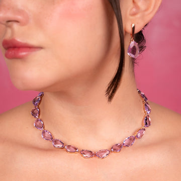 Lavender Crystal Elegance Necklace Set - Vinni’s Jewelry