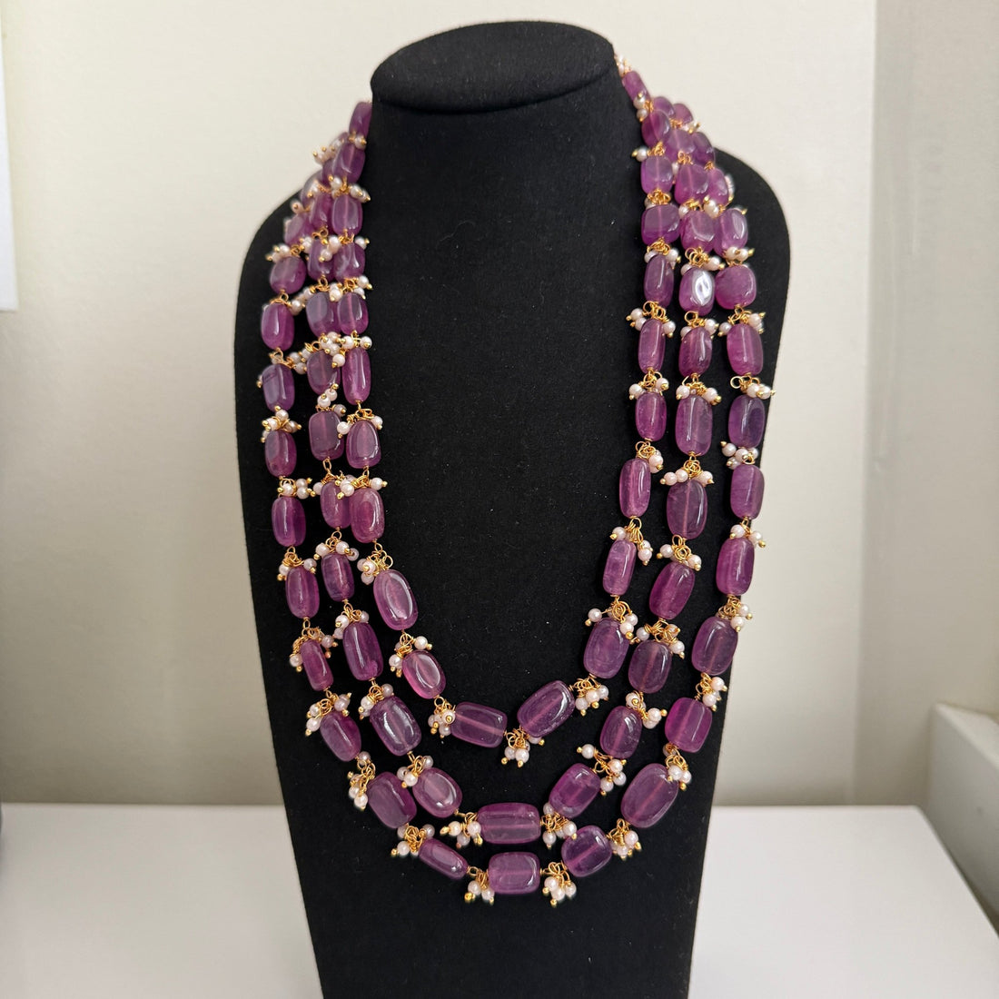 Lavender Crystal Pearl Layered Necklace - Vinni’s Jewelry