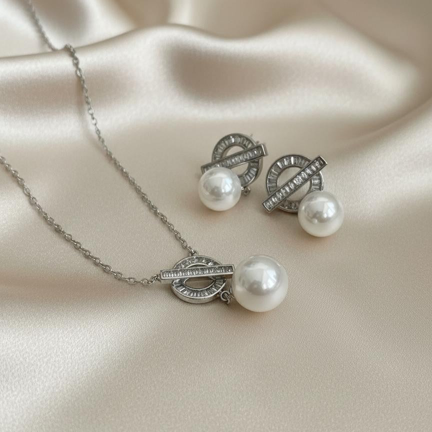 Lustrous Pearl Halo Set - Vinni’s Jewelry