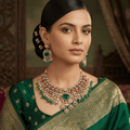 Meher Emerald Ruby Bridal Choker Set with Earrings - Vinni’s Jewelry