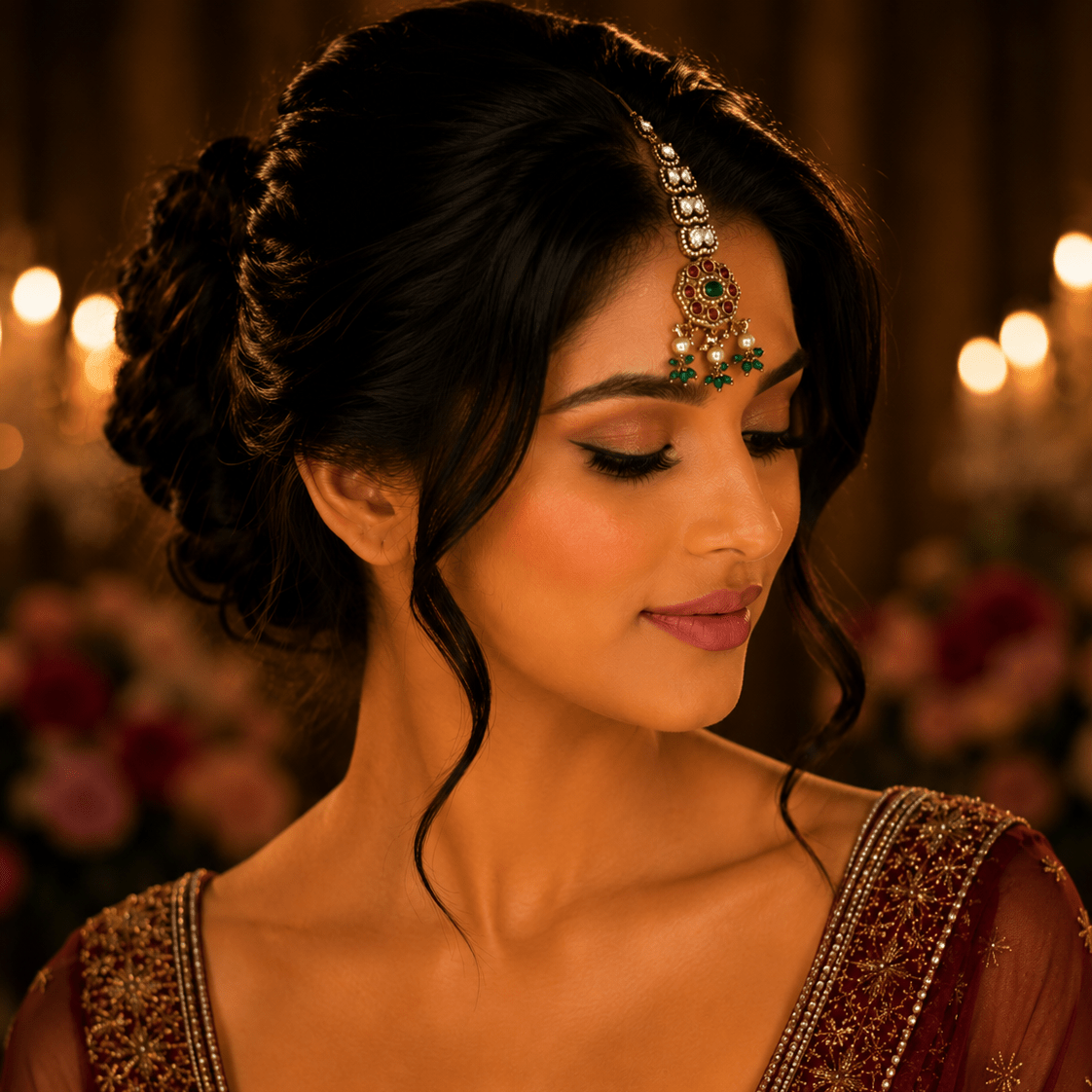 Meher Emerald Ruby Maang Tikka - Vinni’s Jewelry
