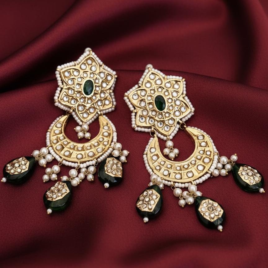 Meherbano Regal Pearl & Emerald Kundan Set - Vinni’s Jewelry