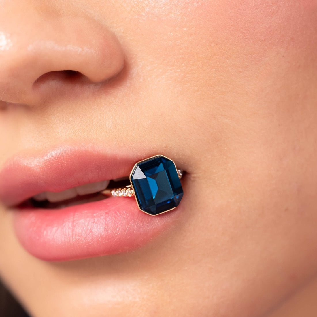 Midnight Blue Emerald-Cut Statement Ring - Vinni’s Jewelry