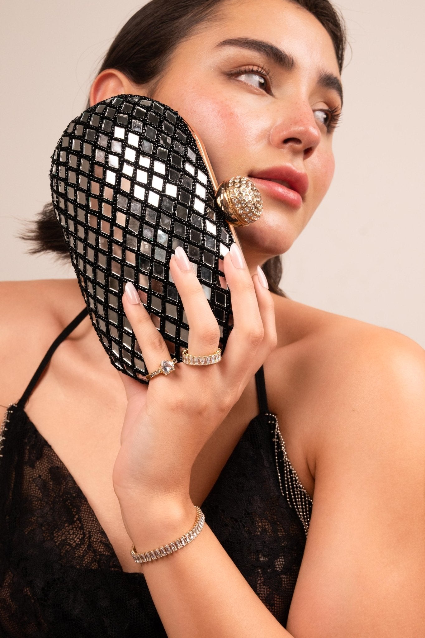 Midnight Mirror Luxe Clutch - Vinni’s Jewelry