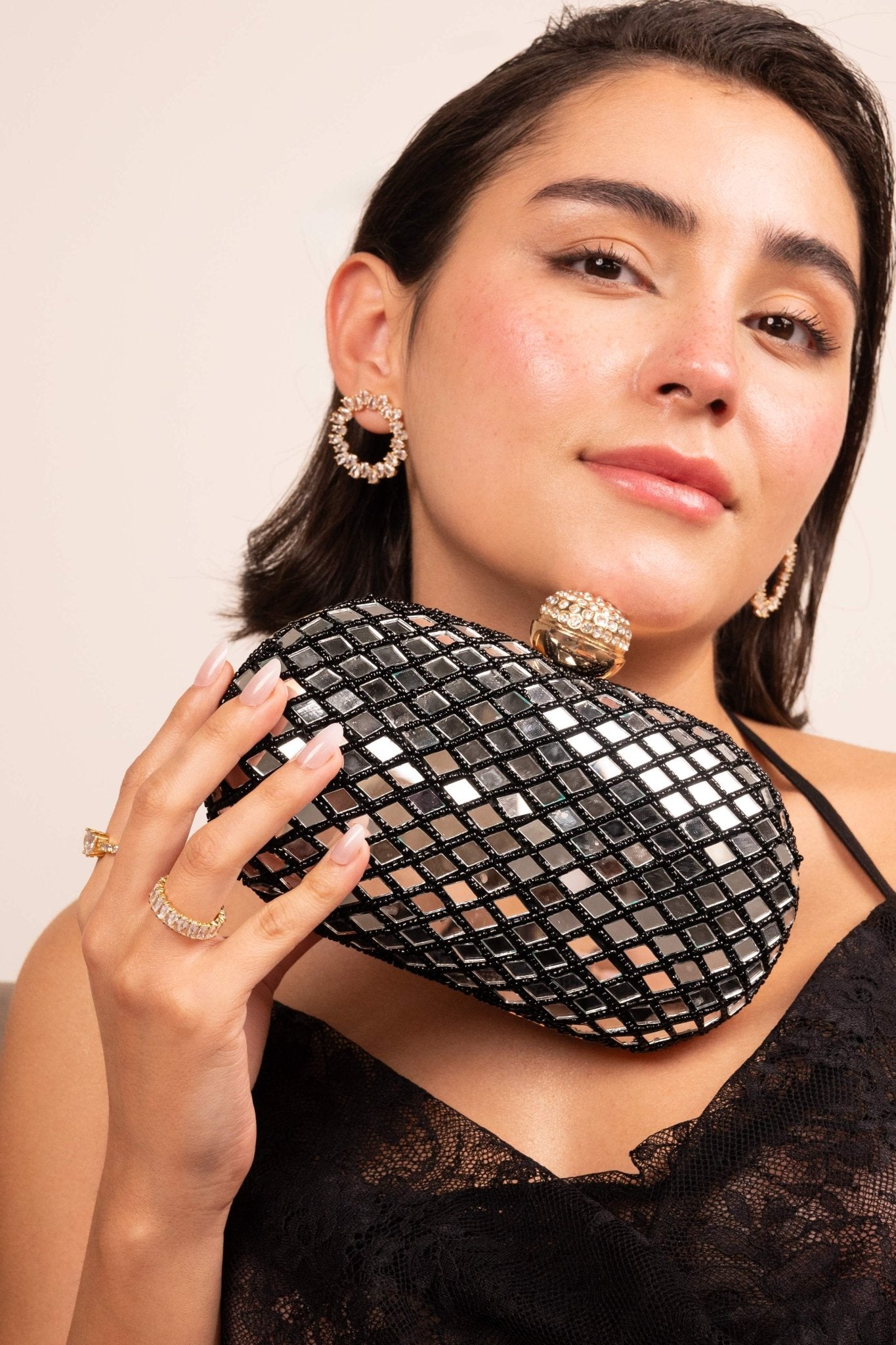 Midnight Mirror Luxe Clutch - Vinni’s Jewelry