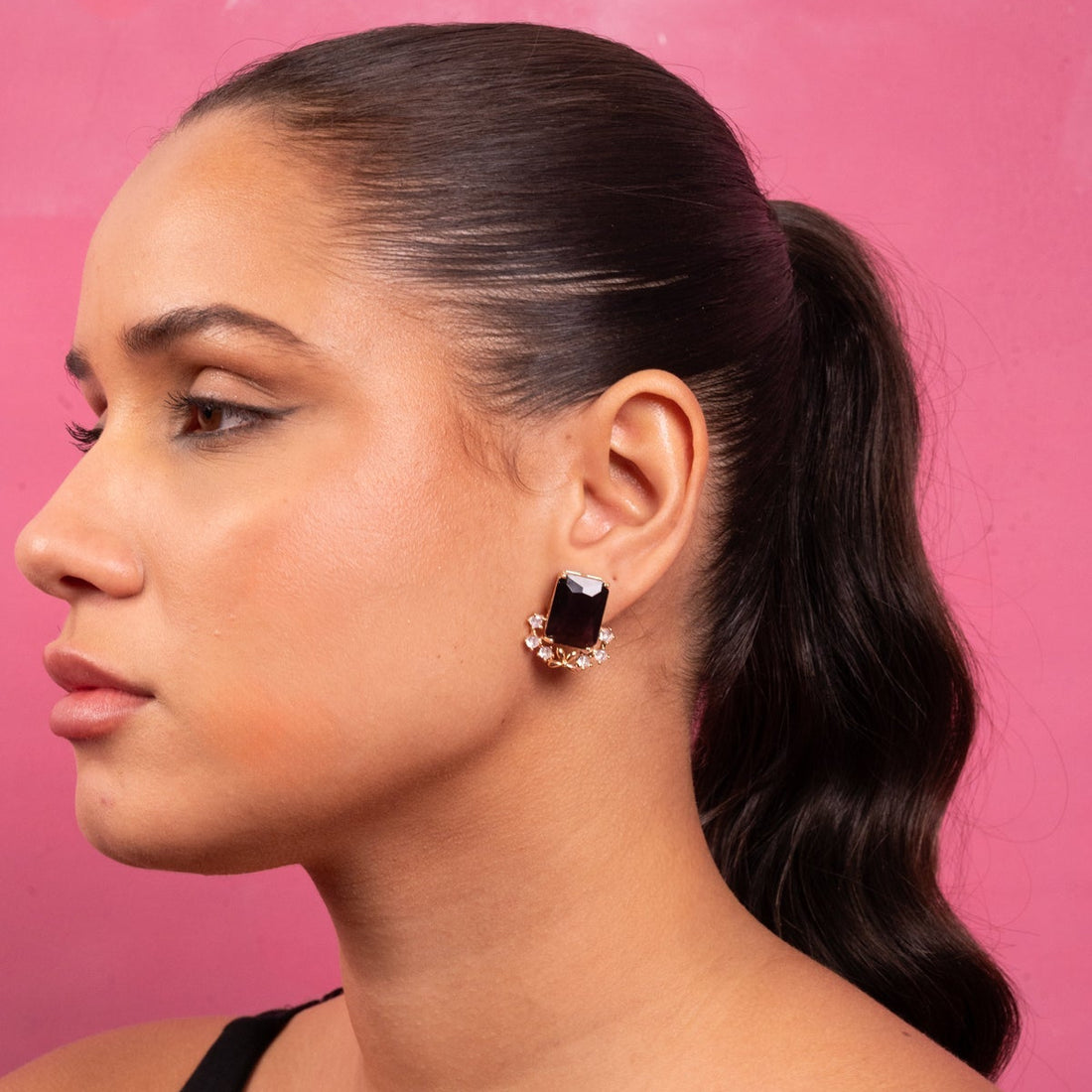 Midnight Radiance Crystal Statement Stud Earrings - Vinni’s Jewelry