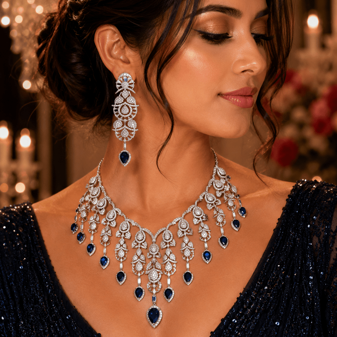 Midnight Spark CZ Necklace Set - Vinni’s Jewelry