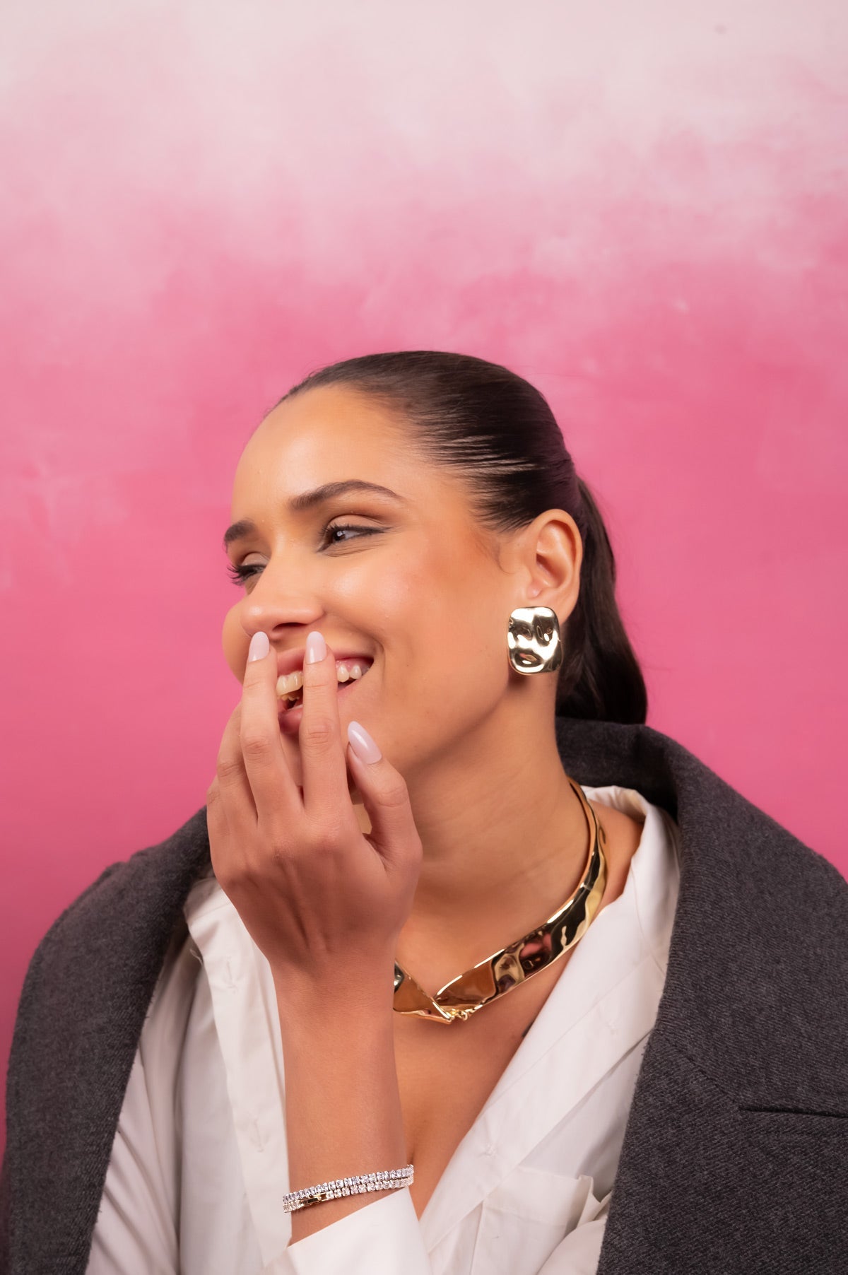 Molten Gold Collar Statement Necklace Set - Vinni’s Jewelry