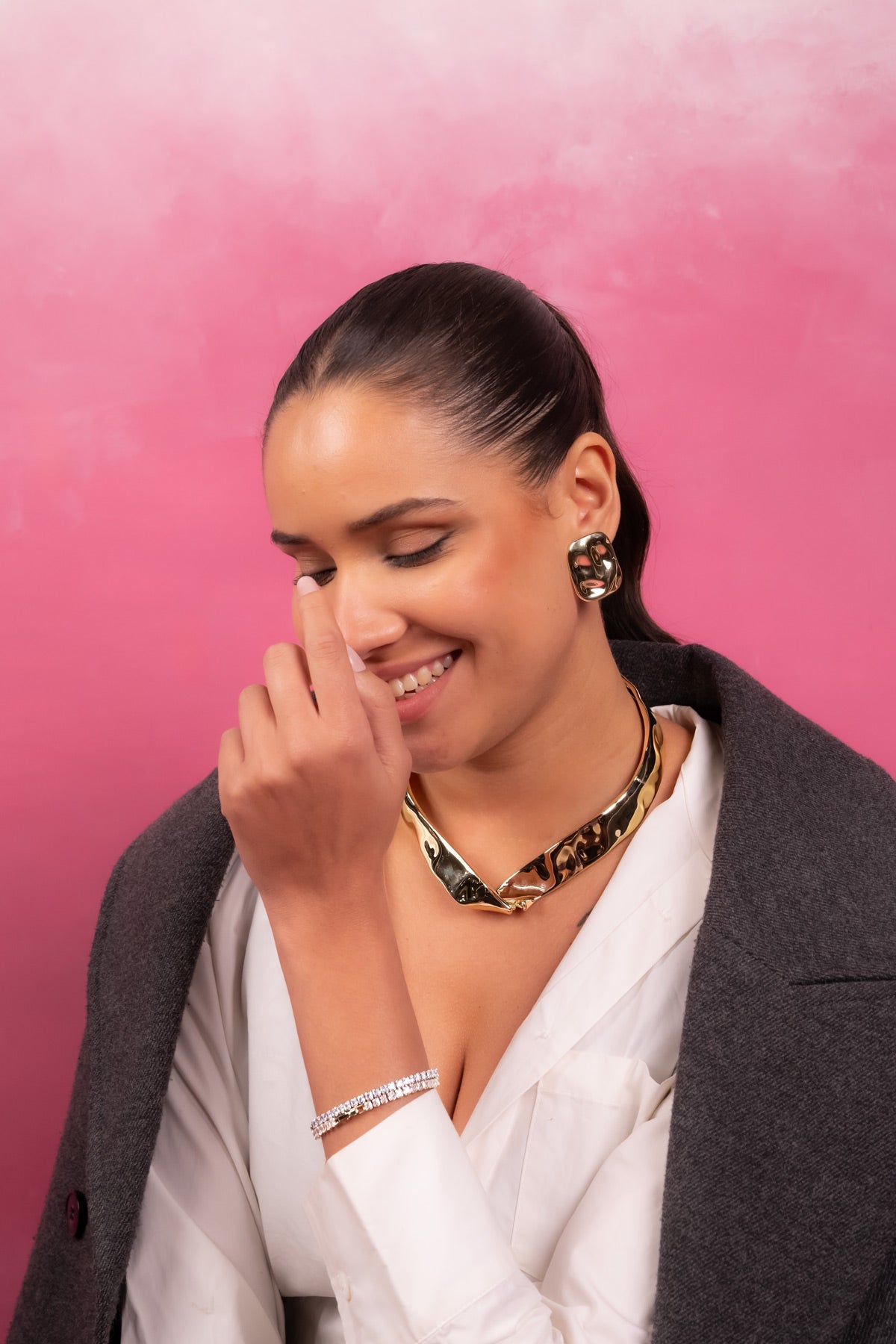 Molten Gold Collar Statement Necklace Set - Vinni’s Jewelry