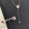 Multicolor Rainbow CZ Stud Necklace Set – Geometric Festive Jewelry - Vinni’s Jewelry